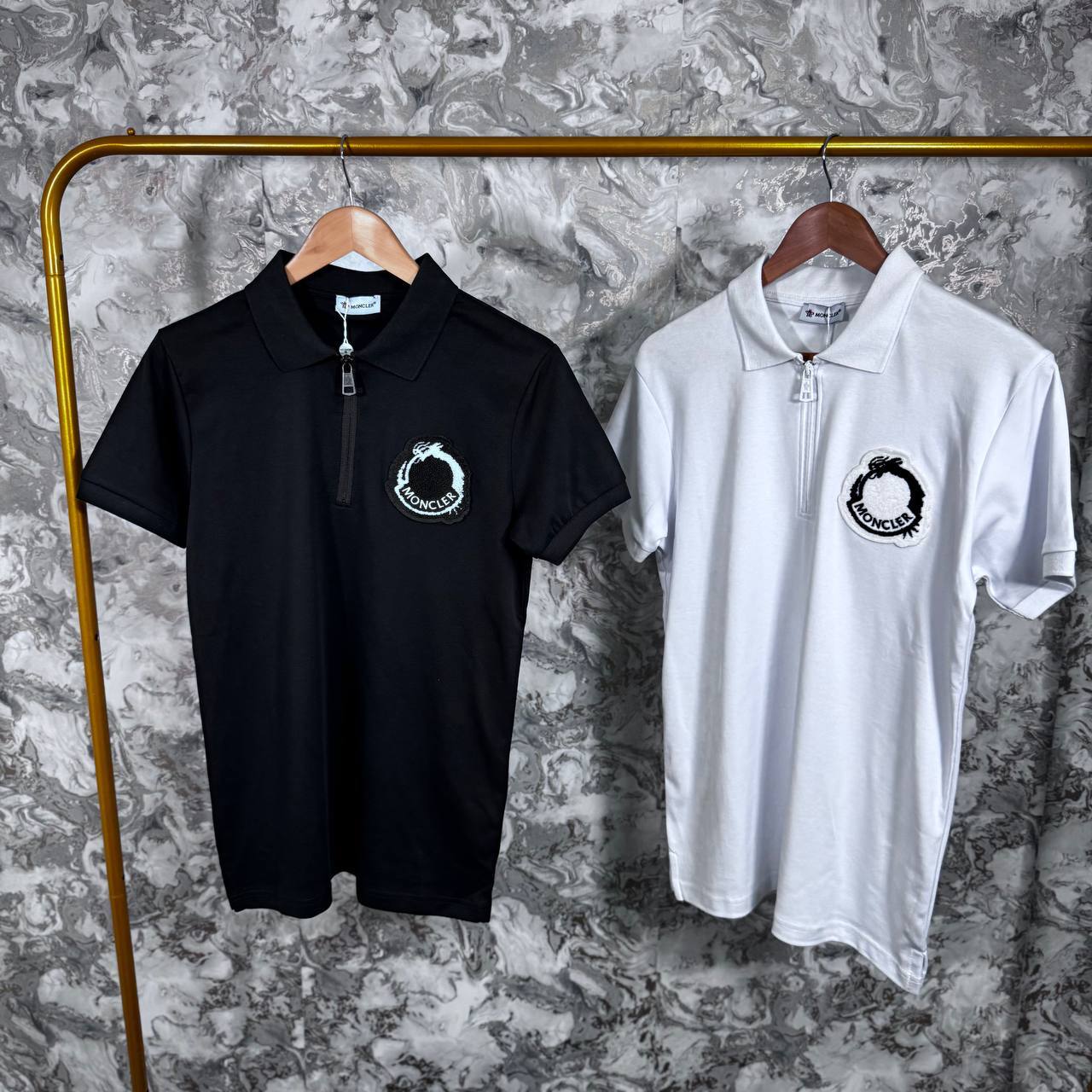 Moncler Embroidered Dragon Piquet Polo Shirt Mens in 2 Colors Best Sale UK Reps AAA Quality
