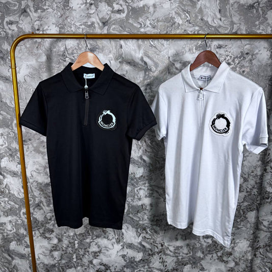 Moncler Embroidered Dragon Piquet Polo Shirt Mens in 2 Colors Best Sale UK Reps AAA Quality