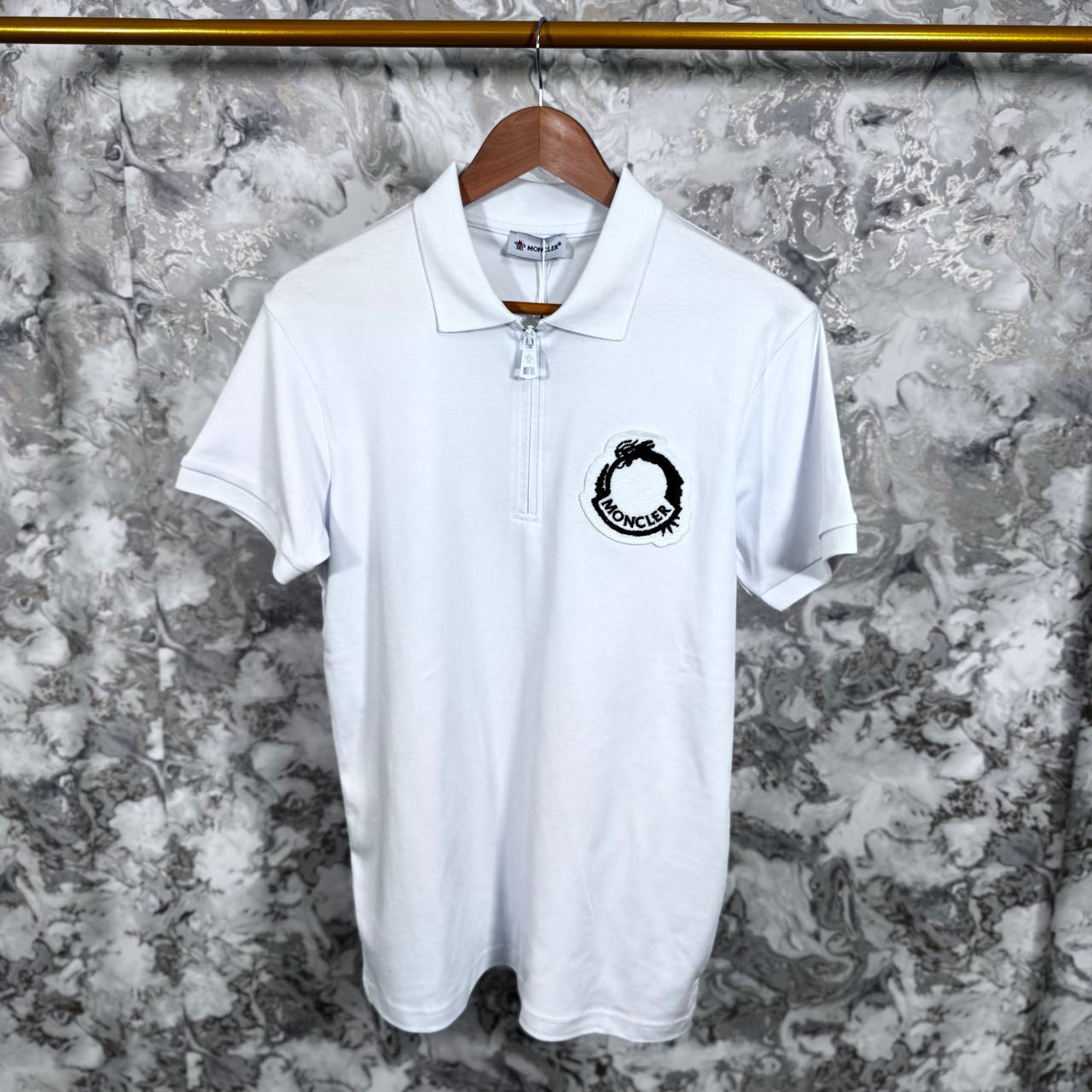 Moncler Embroidered Dragon Piquet Polo Shirt Mens in 2 Colors Best Sale UK Reps AAA Quality