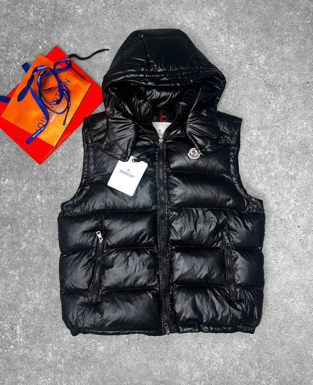Moncler Black Bormes Hooded Down Gilet Mens in Black Best Sale UK Reps AAA Quality