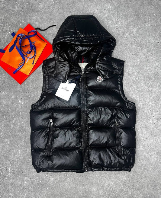 Moncler Black Bormes Hooded Down Gilet Mens in Black Best Sale UK Reps AAA Quality