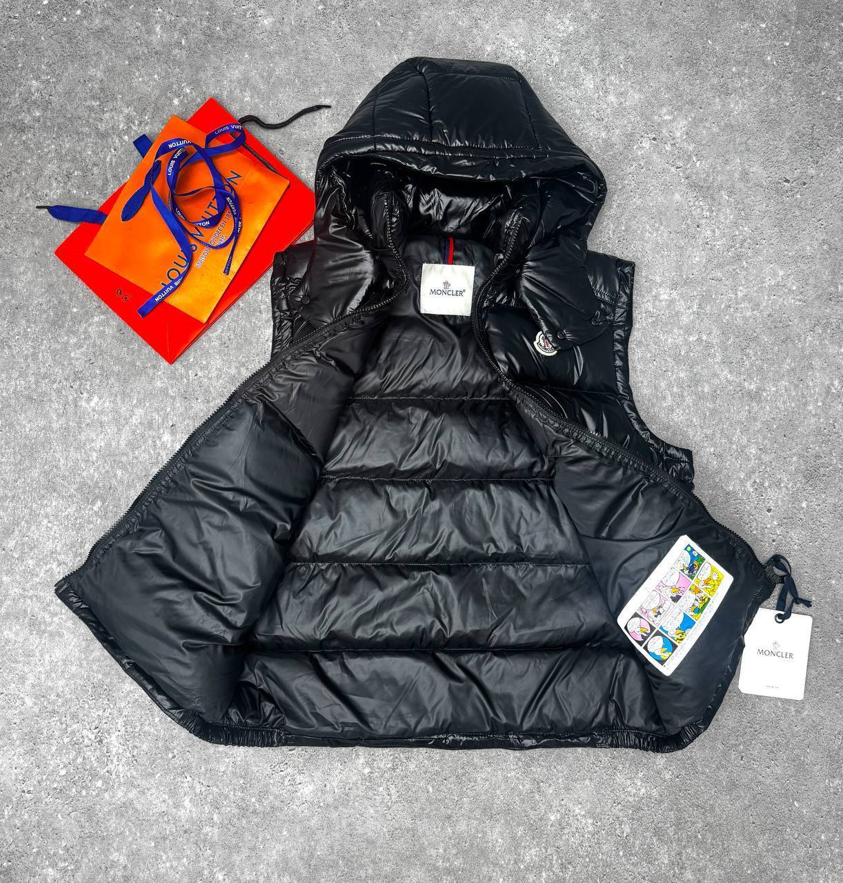 Moncler Black Bormes Hooded Down Gilet Mens in Black Best Sale UK Reps AAA Quality