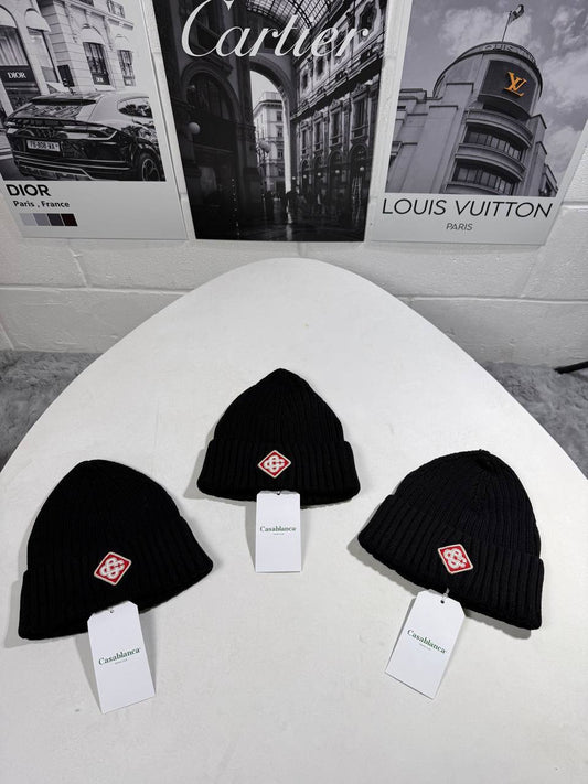 Casablanca Ribbed Logo Beanie in Black Color Best Sale UK Reps AAA Quality