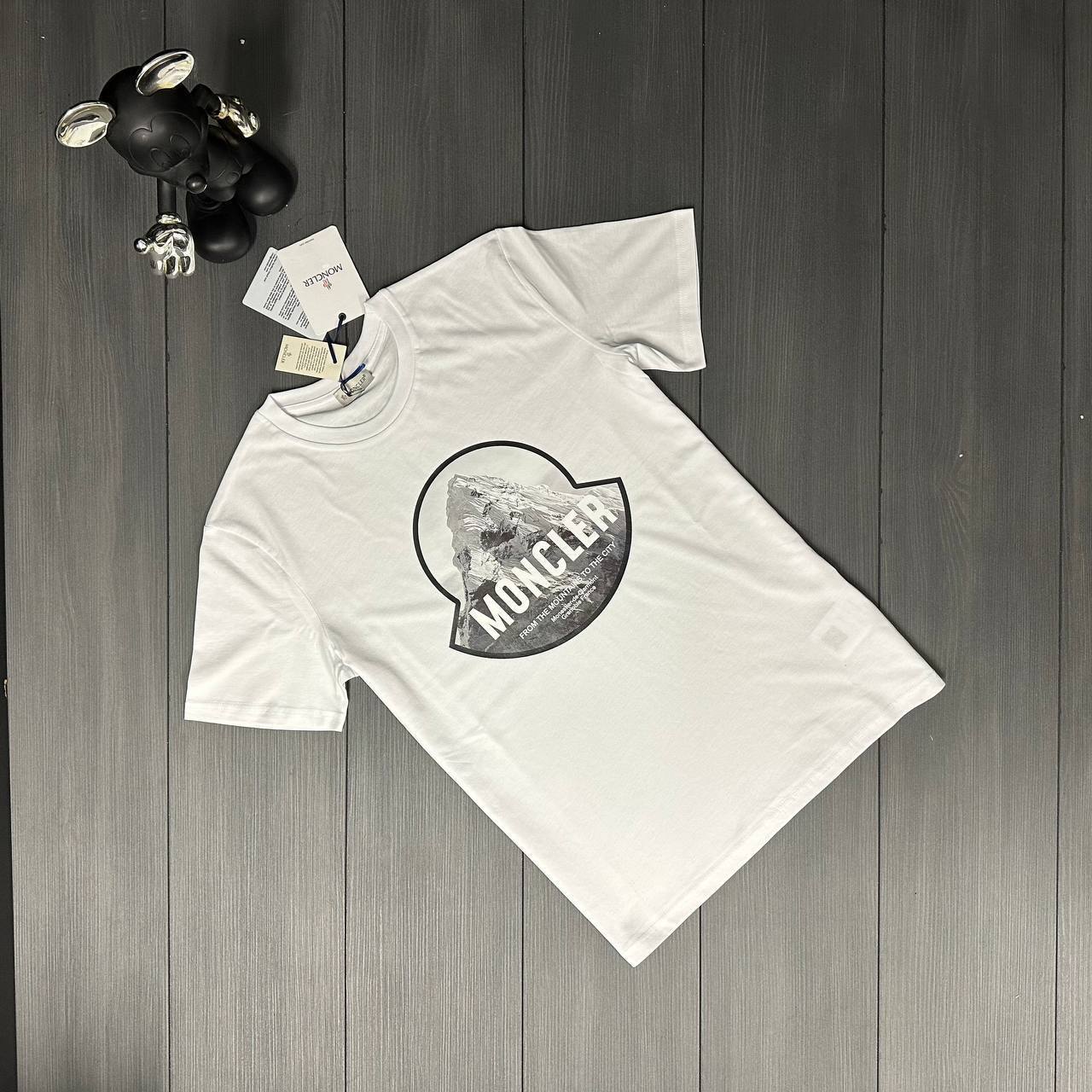 Moncler Mountain Logo Print Maglia T-Shirts Mens in 2 Colors Best Sale UK Rep AAA Quality