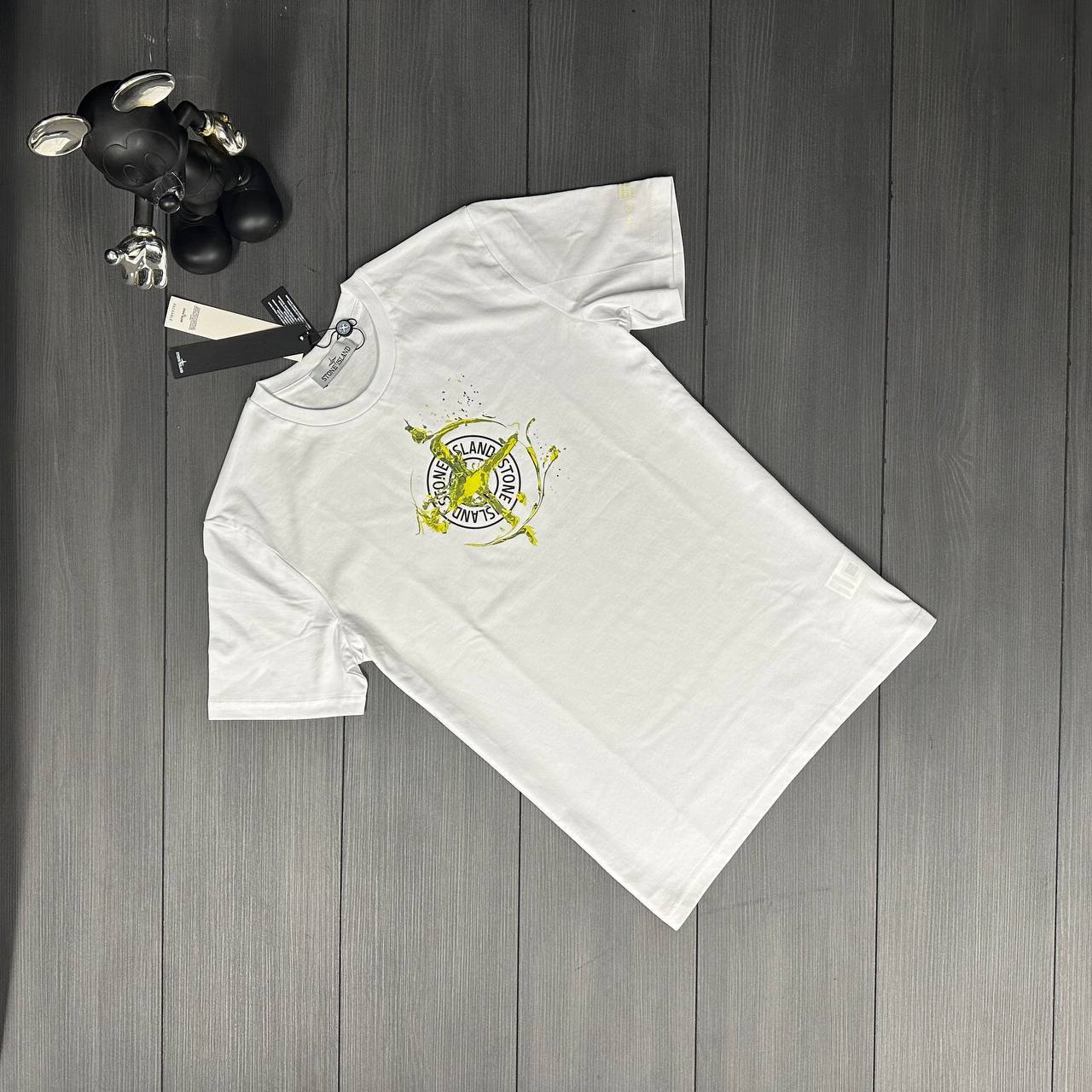 Stone Island Paint Splatter Compass Crewneck T-Shirts Mens in 2 Colors Best Sale UK Rep AAA Quality