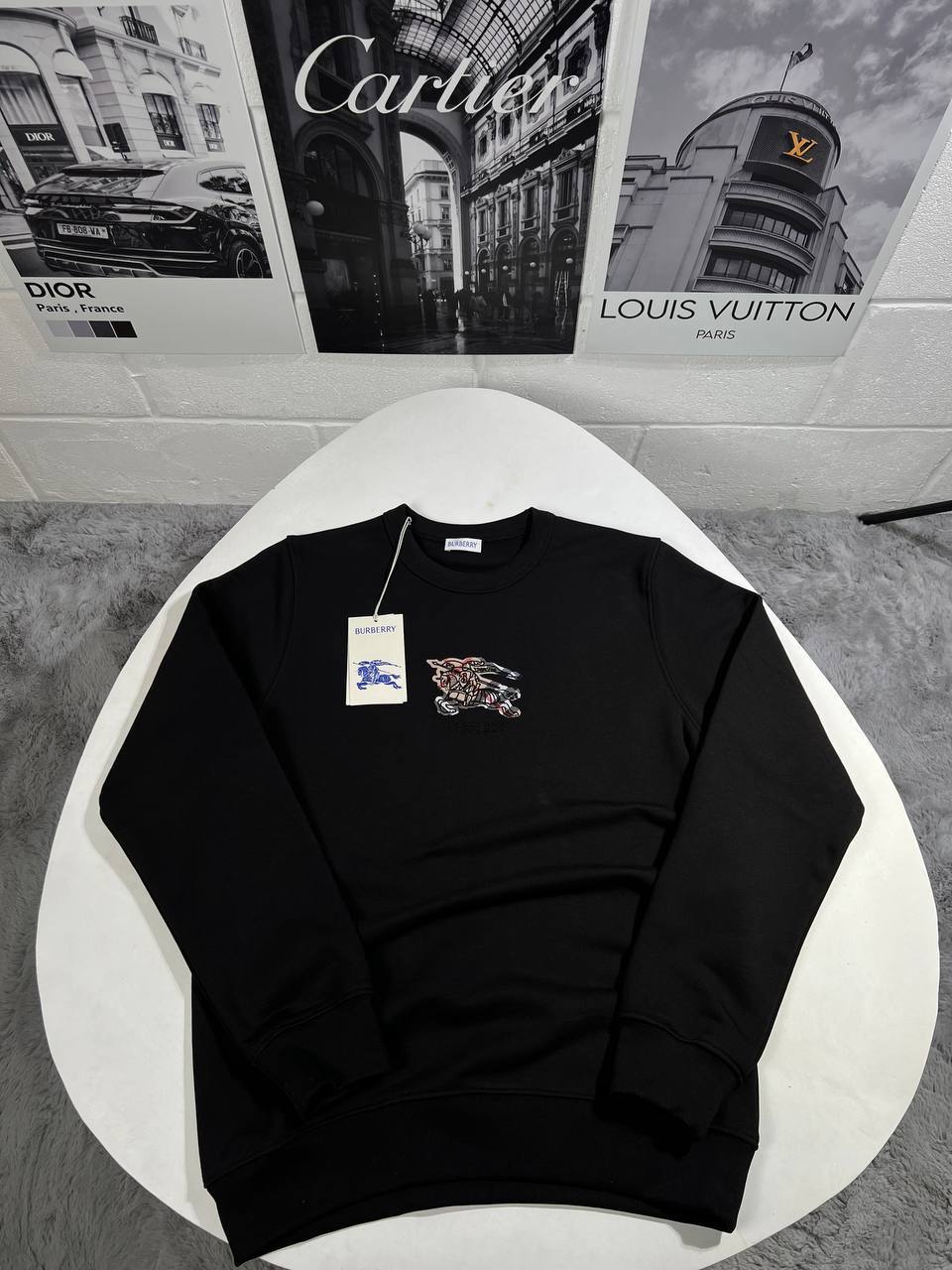 Burberry EKD-Textured Cotton Long Sleeve Sweatshirt Mens in Multiple Colors UK Reps AAA Quality