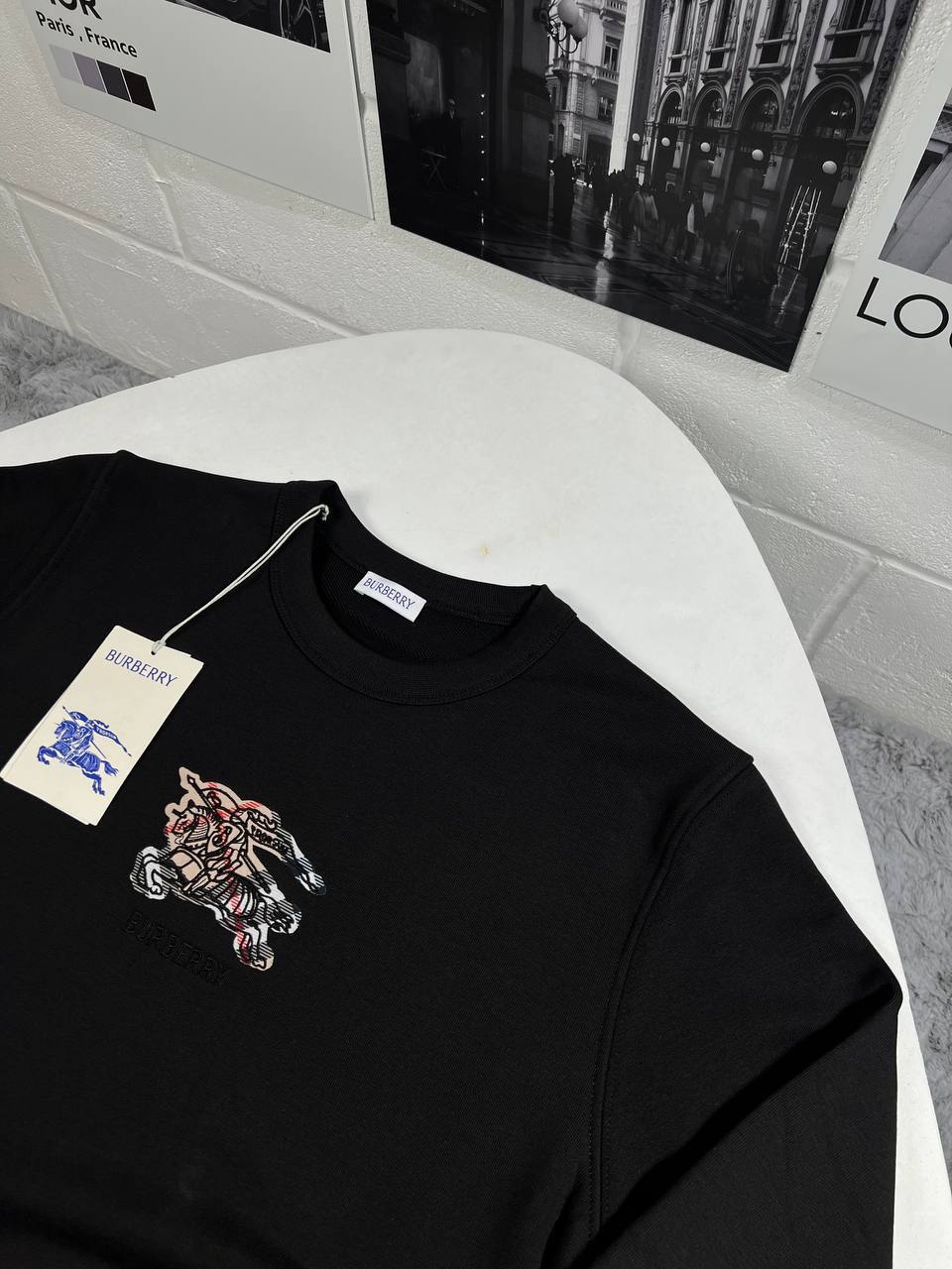 Burberry EKD-Textured Cotton Long Sleeve Sweatshirt Mens in Multiple Colors UK Reps AAA Quality