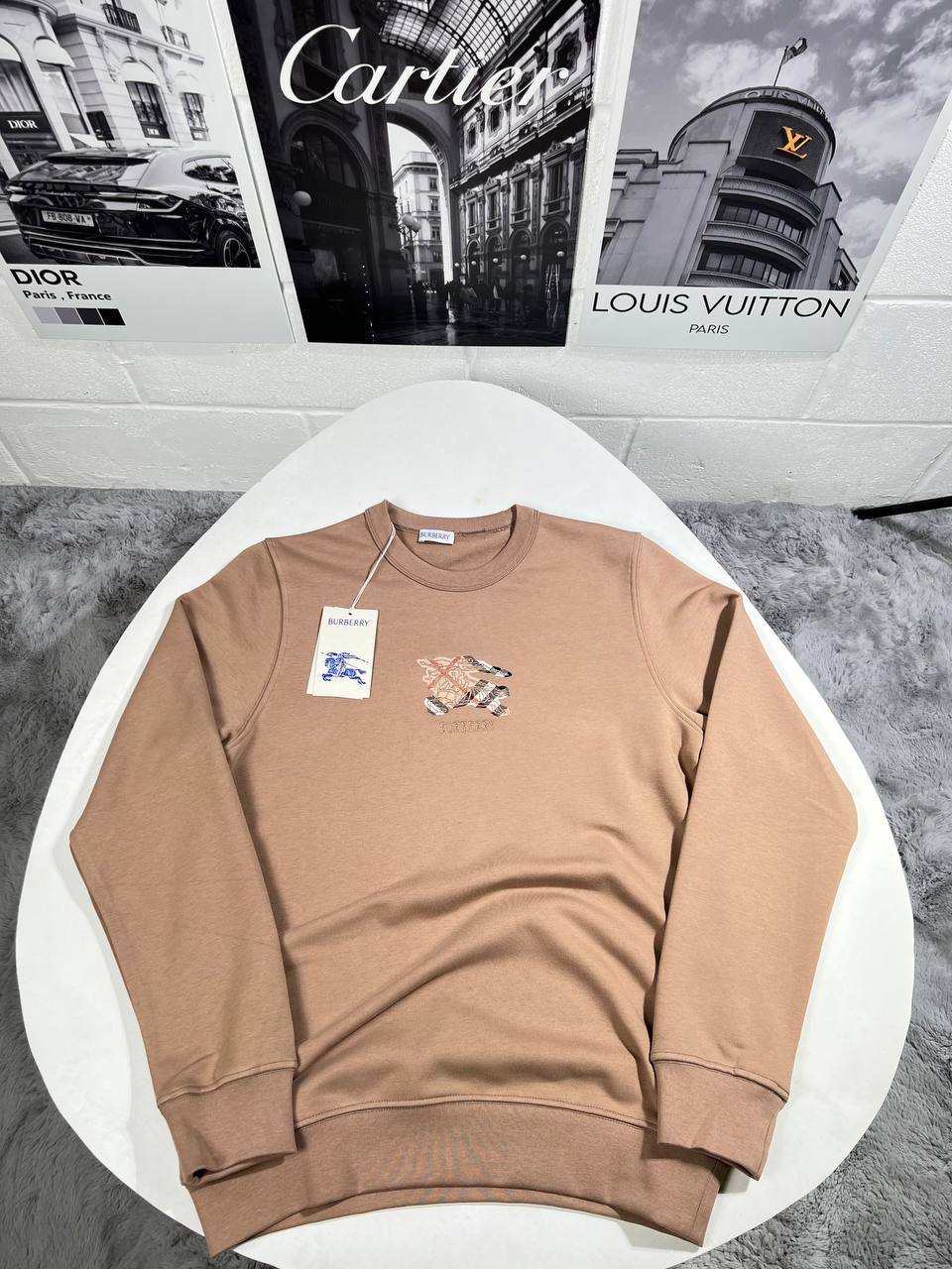 Burberry EKD-Textured Cotton Long Sleeve Sweatshirt Mens in Multiple Colors UK Reps AAA Quality