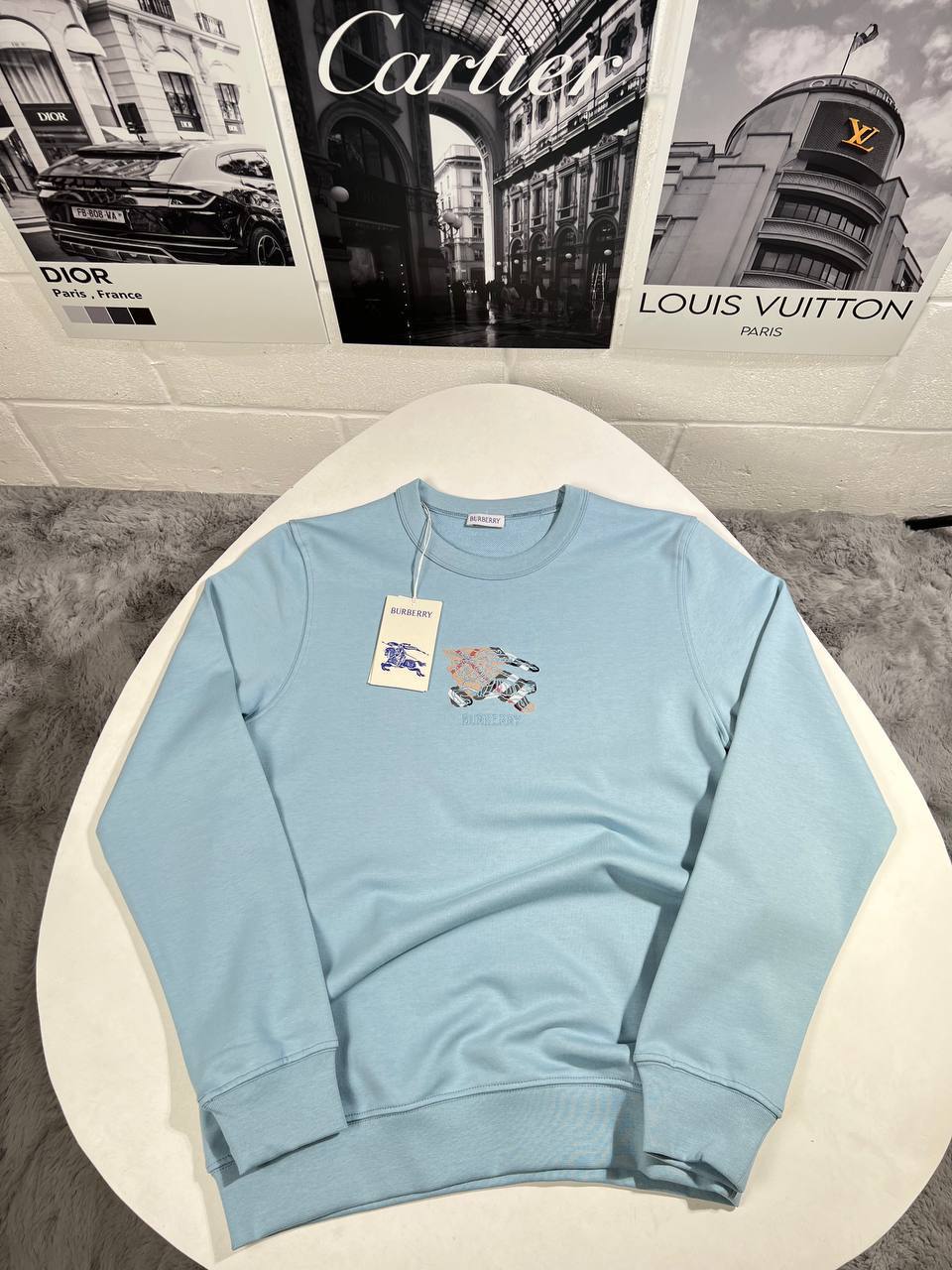 Burberry EKD-Textured Cotton Long Sleeve Sweatshirt Mens in Multiple Colors UK Reps AAA Quality