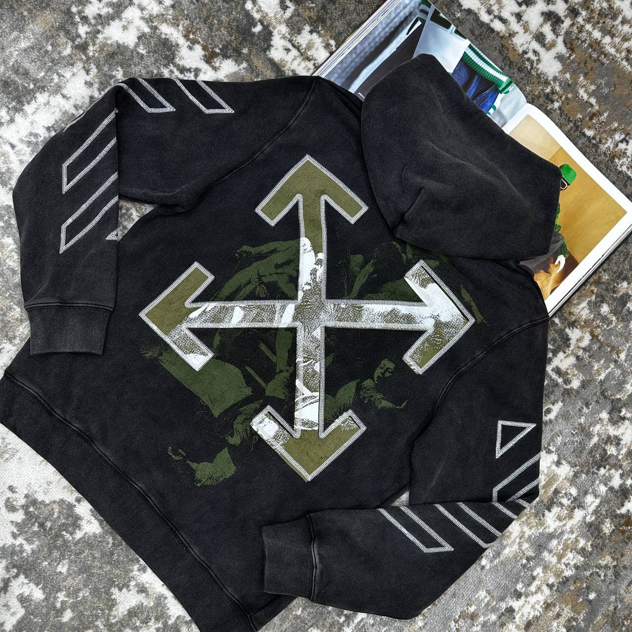 Off-White Scribble Diag-Print Cotton Hoodie Mens in Black Color Best Sale UK Reps AAA Quality