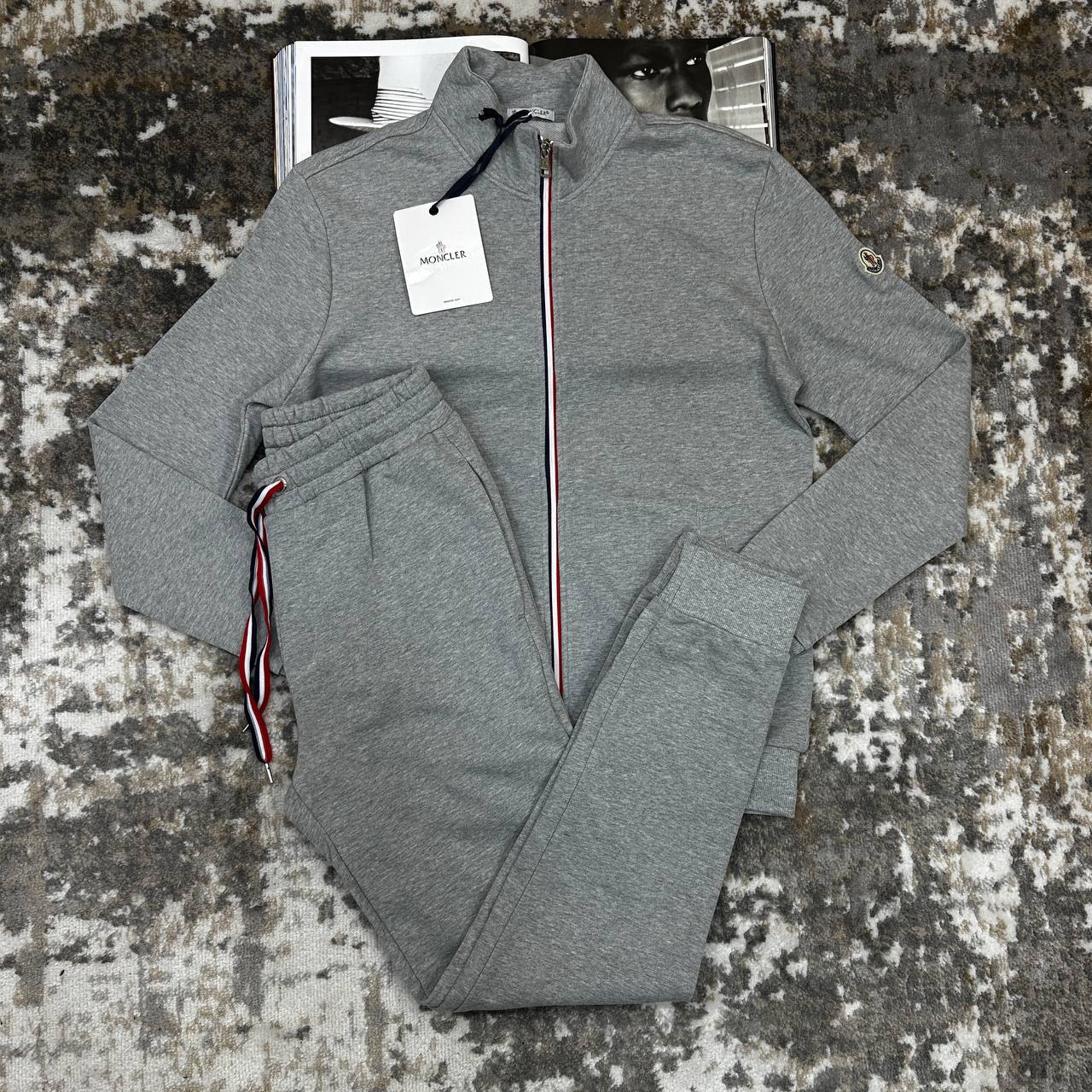 Moncler Tricolour-Trim Cotton Fashion Tracksuits Mens in 2 Colors UK Reps AAA Quality