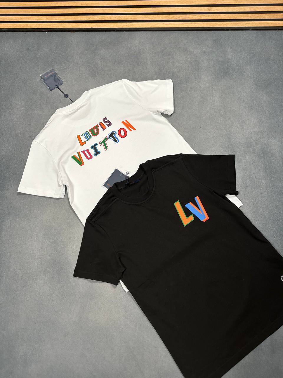 Louis Vuitton NBA White Spellout Logo Mens T-Shirts in 2 Color UK Reps AAA Quality