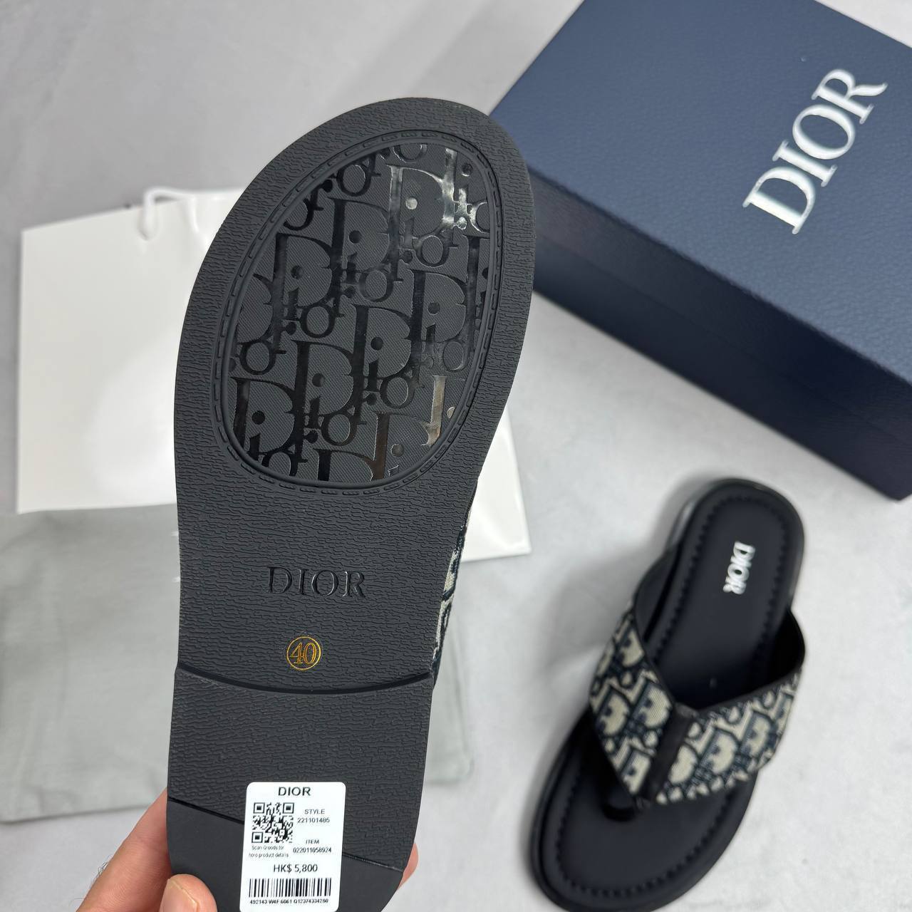 Christian Dior Alias Thong Oblique Black Mens Sliders UK Reps AAA Quality