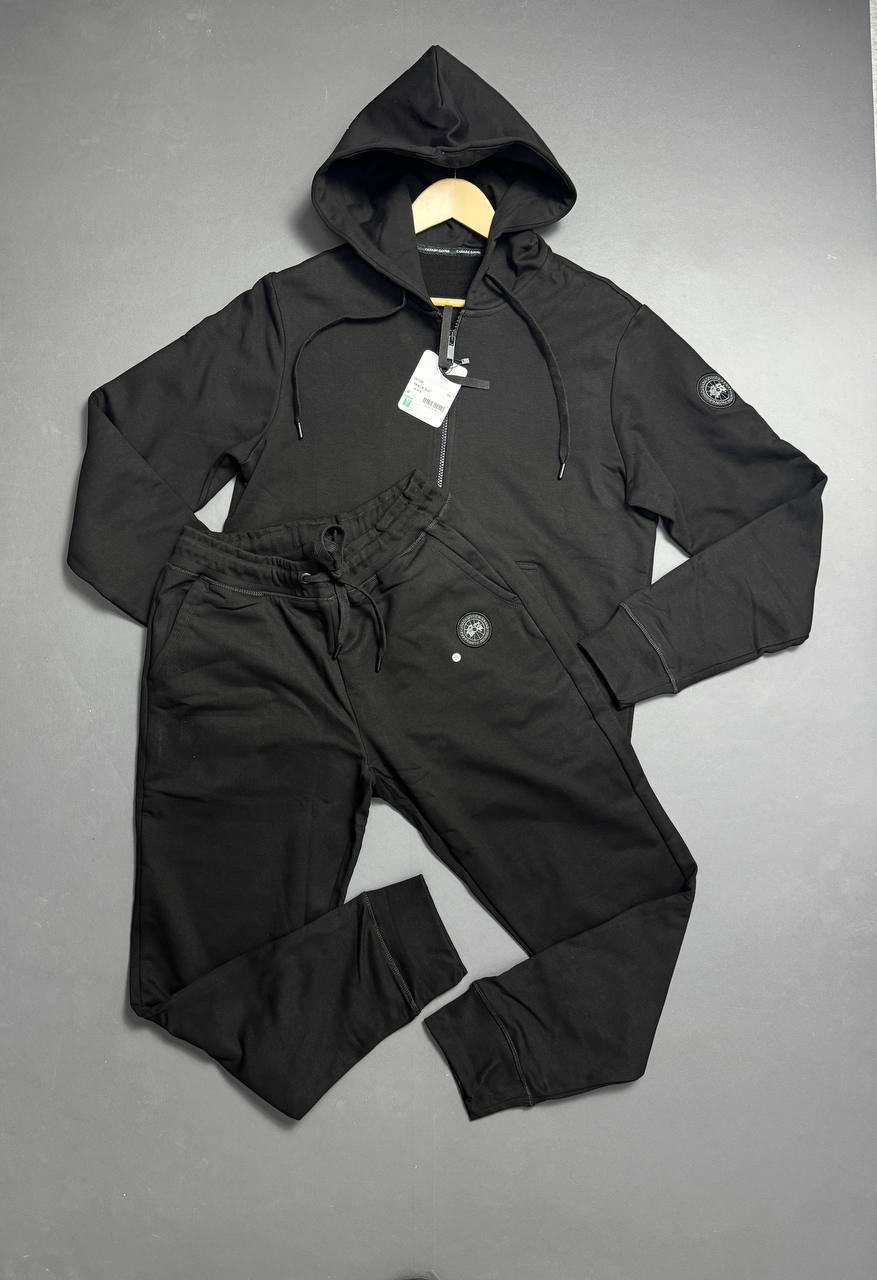 Canad Goose Sleek Black Full-Zip Hooded Tracksuit Mens UK Replica AAA Quality