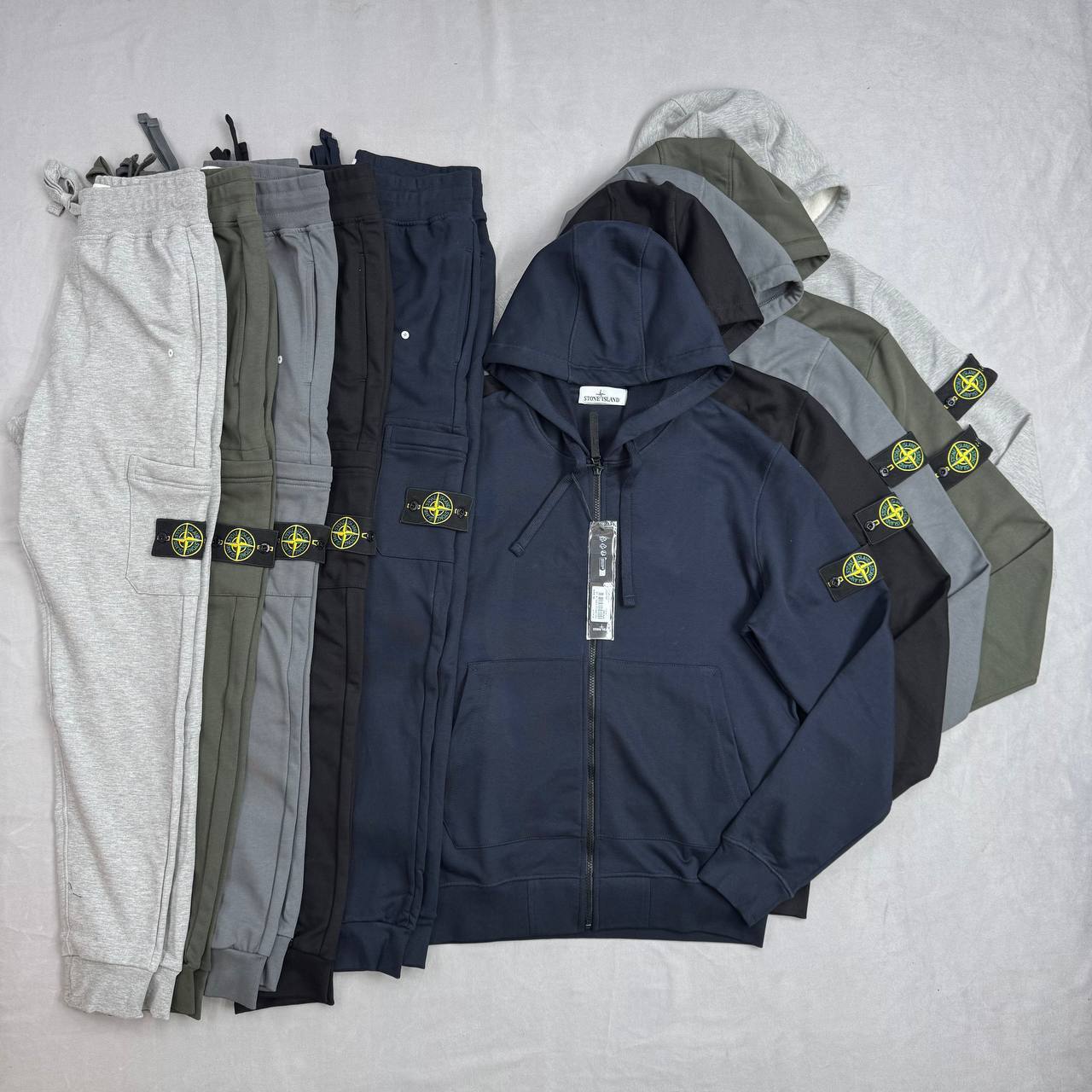 Stone Island Cotton Fleece Garment Dyed Zip Hooded Tracksuit Mens in Multiple Colors UK Replica