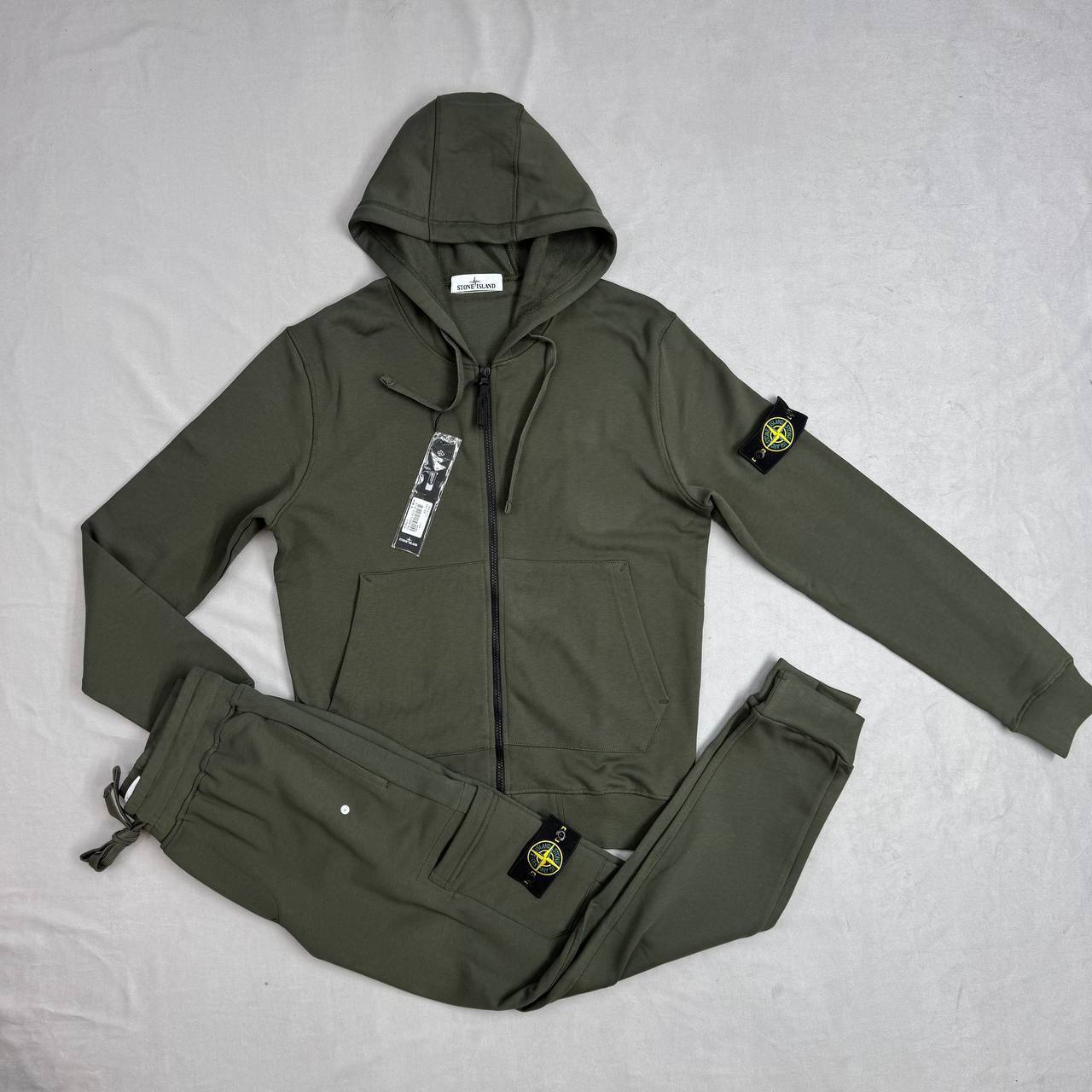 Stone Island Cotton Fleece Garment Dyed Zip Hooded Tracksuit Mens in Multiple Colors UK Replica