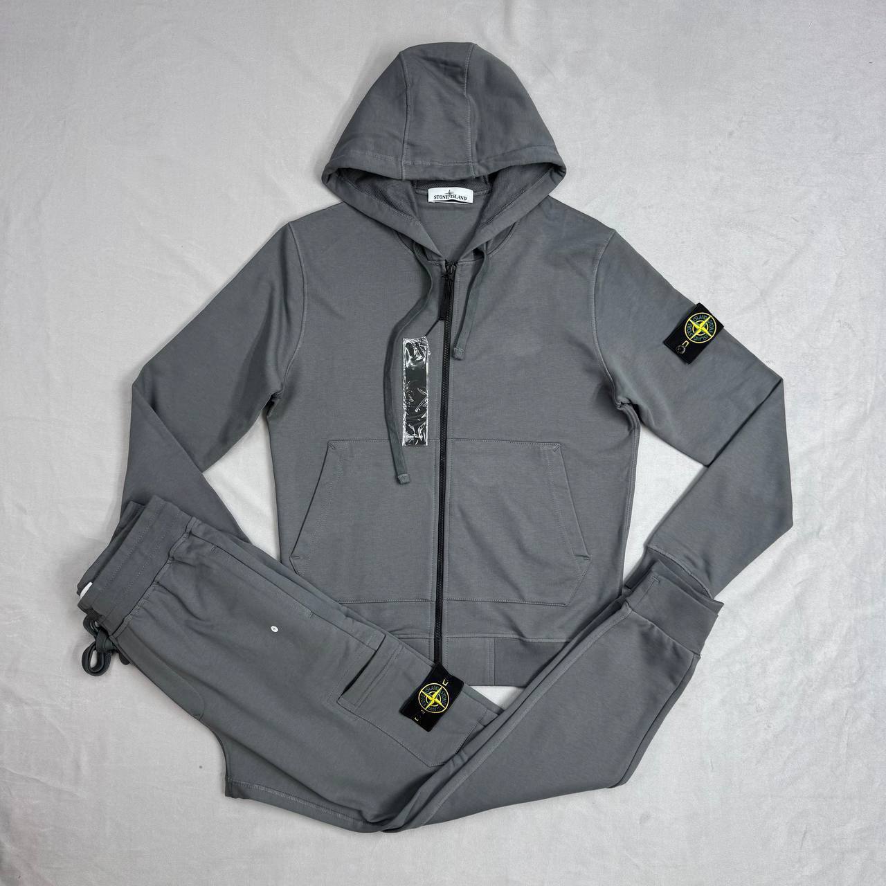 Stone Island Cotton Fleece Garment Dyed Zip Hooded Tracksuit Mens in Multiple Colors UK Replica