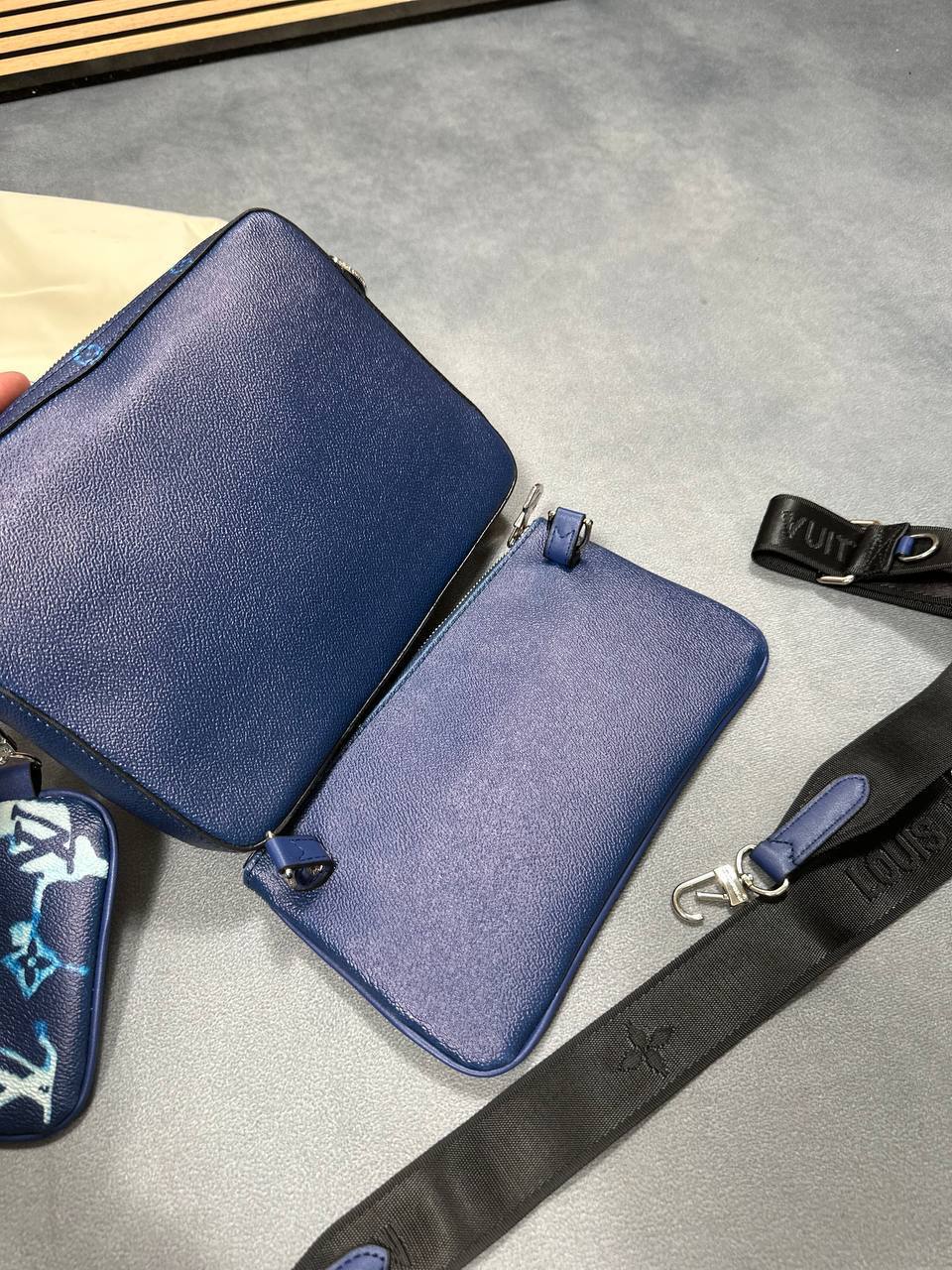 Louis Vuitton Trio Messenger Monogram Shadow Watercolor Virgil Abloh Grained Leather Bags UK Replica AAA Quality