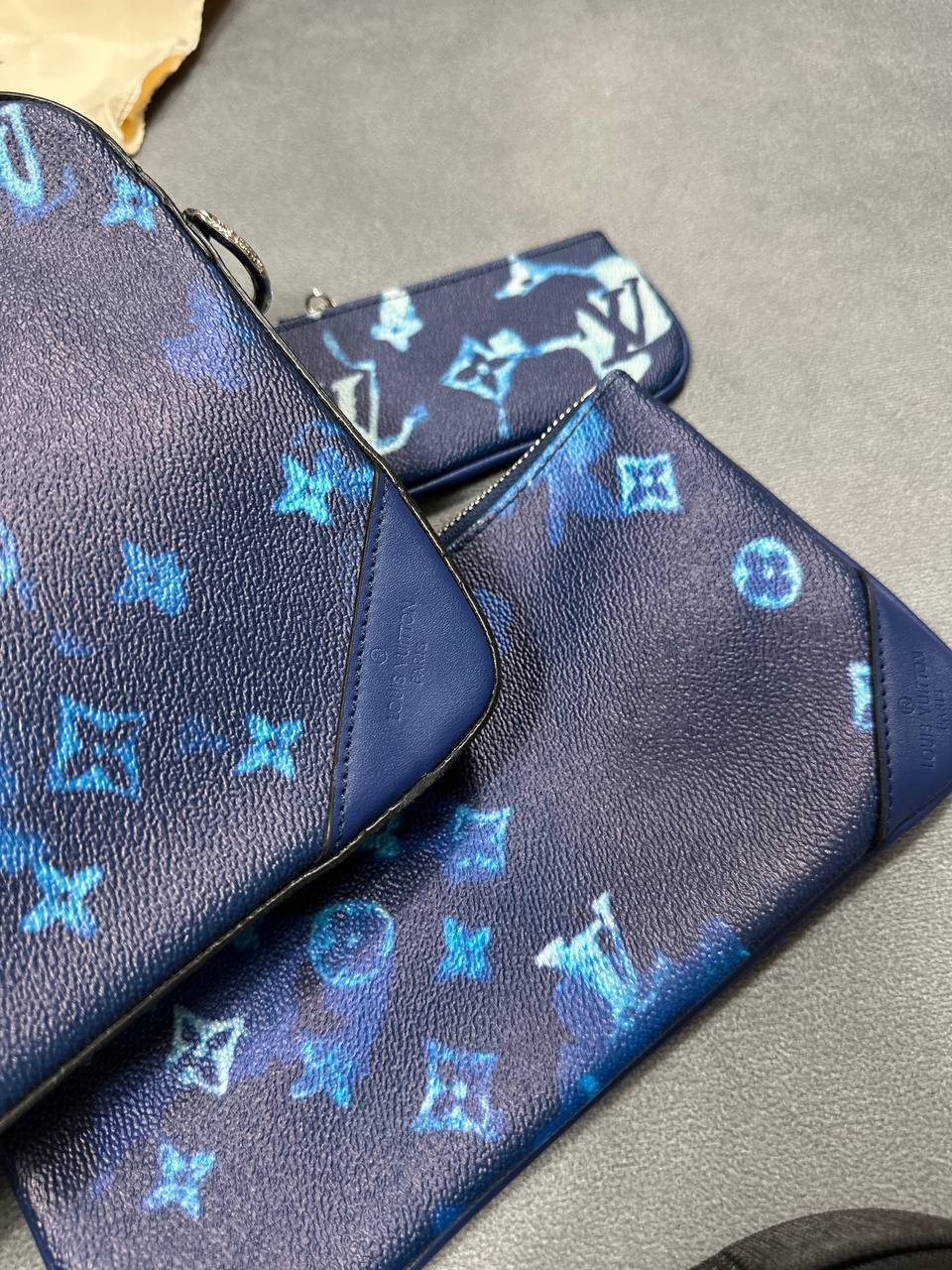 Louis Vuitton Trio Messenger Monogram Shadow Watercolor Virgil Abloh Grained Leather Bags UK Replica AAA Quality