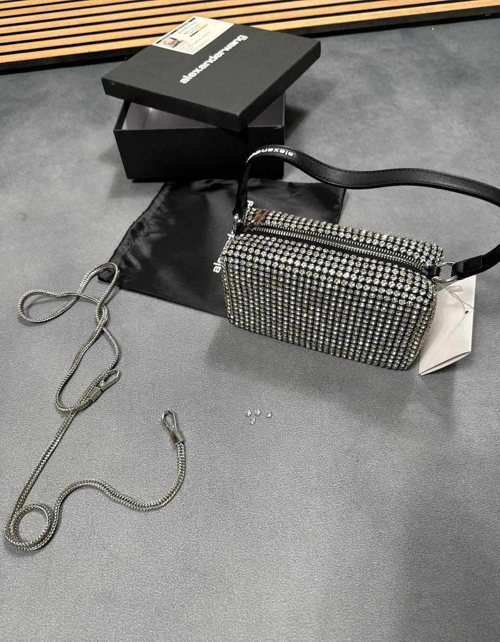 Alexander Wang Medium Wangloc Rhinestone Embellished Clutch Women's Bag UK Best Sale Replica