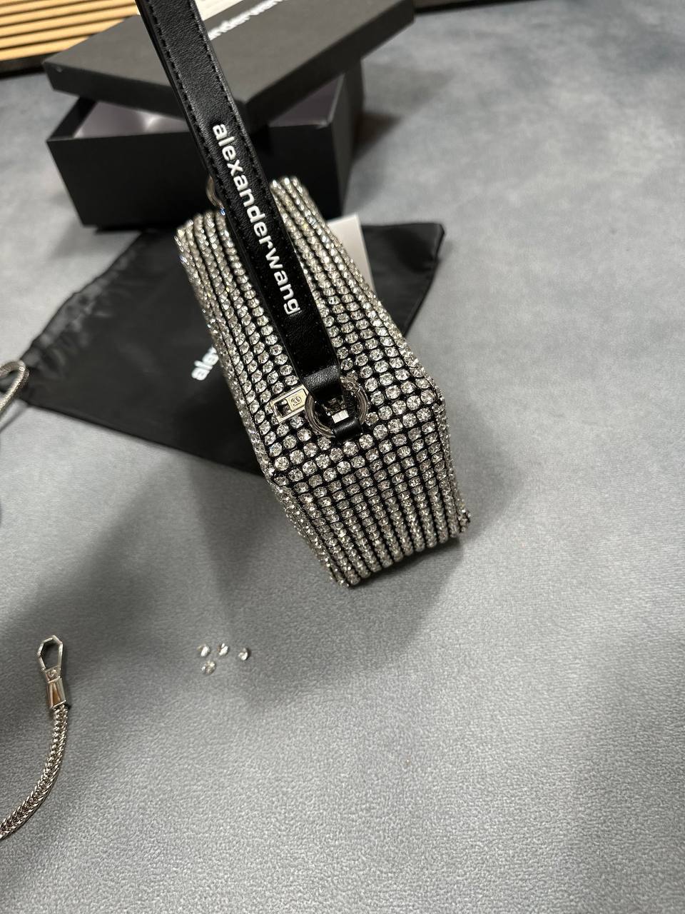 Alexander Wang Medium Wangloc Rhinestone Embellished Clutch Women's Bag UK Best Sale Replica