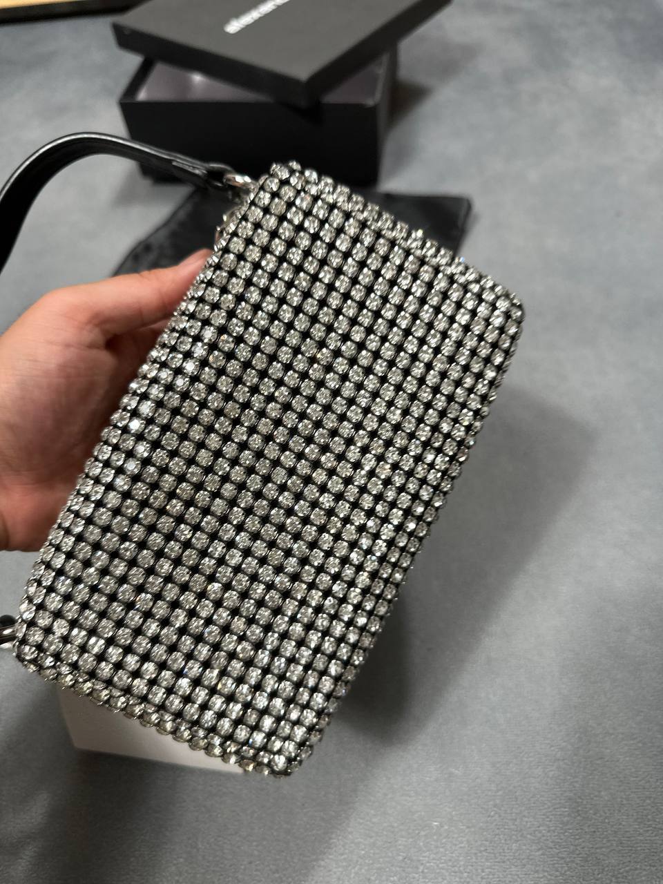 Alexander Wang Medium Wangloc Rhinestone Embellished Clutch Women's Bag UK Best Sale Replica