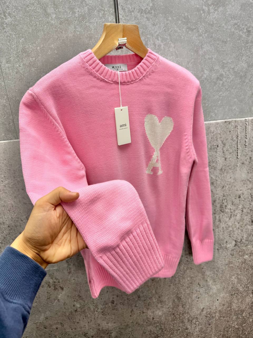 Ami Paris Wool Ami De Coeur Crewneck Jumpers Mens in Multiple Colors Best Sale UK Reps AAA Quality