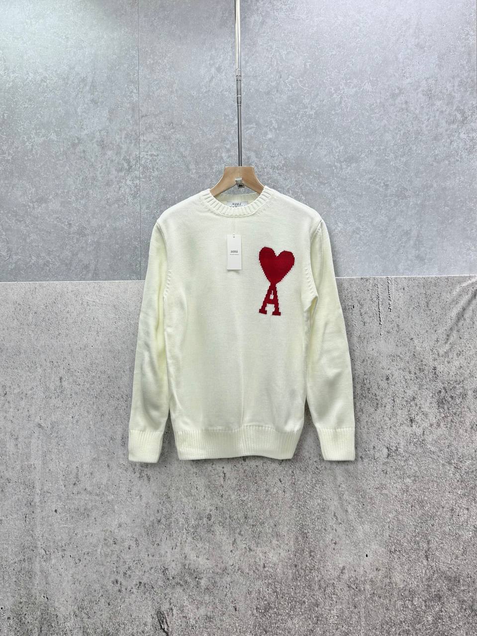 Ami Paris Wool Ami De Coeur Crewneck Jumpers Mens in Multiple Colors Best Sale UK Reps AAA Quality