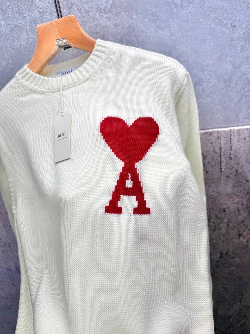 Ami Paris Wool Ami De Coeur Crewneck Jumpers Mens in Multiple Colors Best Sale UK Reps AAA Quality