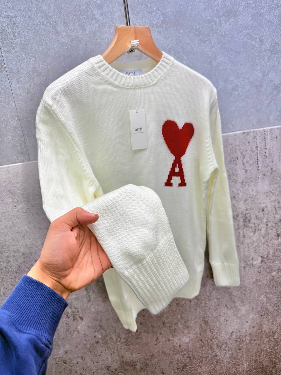 Ami Paris Wool Ami De Coeur Crewneck Jumpers Mens in Multiple Colors Best Sale UK Reps AAA Quality