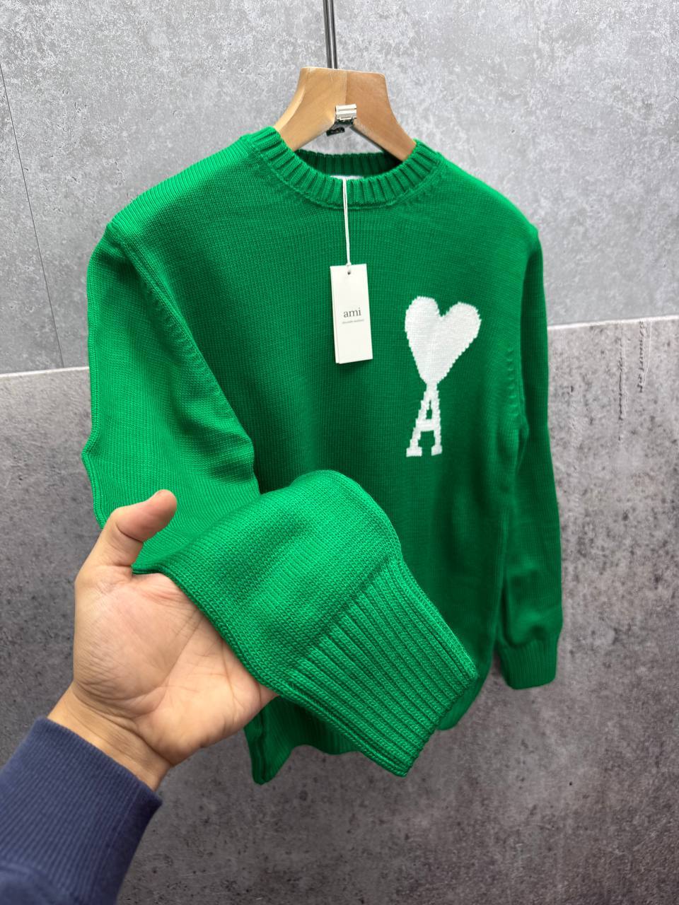 Ami Paris Wool Ami De Coeur Crewneck Jumpers Mens in Multiple Colors Best Sale UK Reps AAA Quality