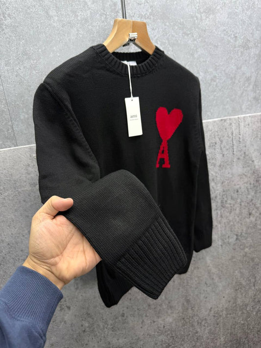 Ami Paris Wool Ami De Coeur Crewneck Jumpers Mens in Multiple Colors Best Sale UK Reps AAA Quality