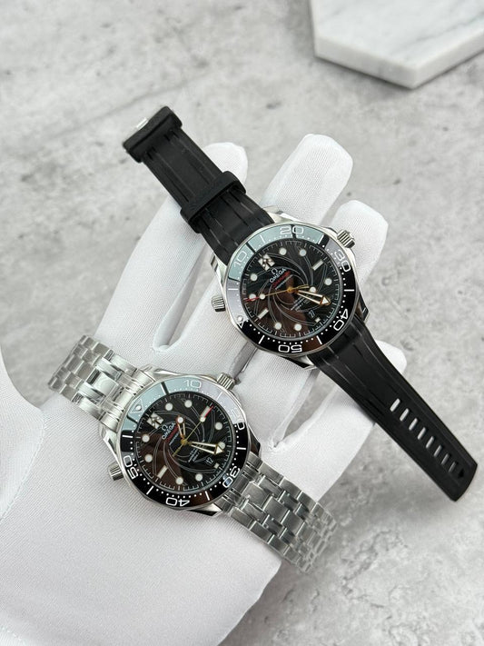 Omega Seamaster James Bond Black Dial Complete Limited Mens Watch in 2 Different Straps Best Sale UK Reps AAA Quality