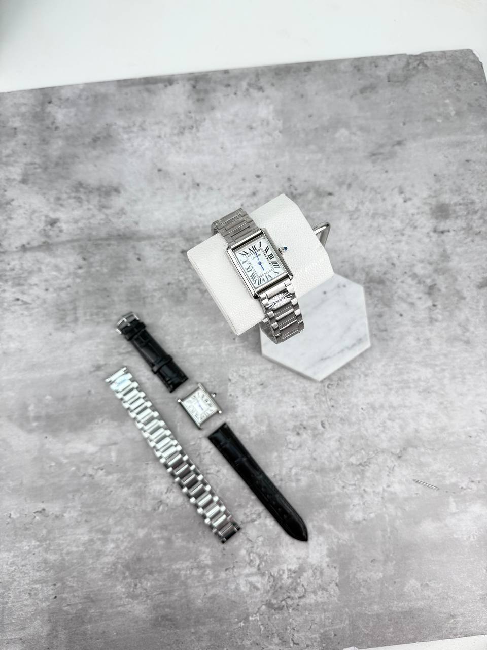 Cartier Tank Roman Numerals White Dial Stainless Steel Mens Watch in 2 Different Straps Best Sale UK Reps AAA Quality