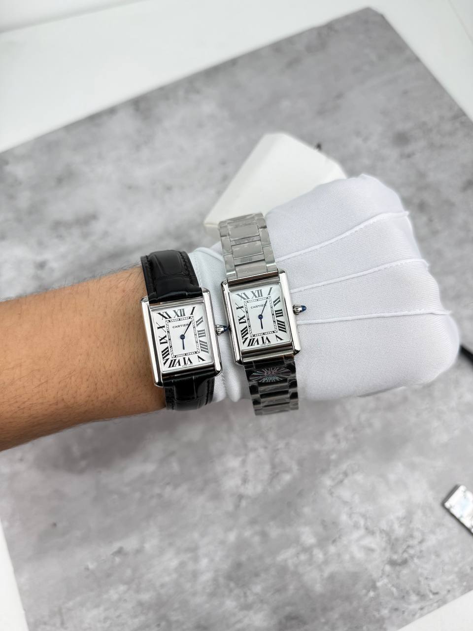 Cartier Tank Roman Numerals White Dial Stainless Steel Mens Watch in 2 Different Straps Best Sale UK Reps AAA Quality