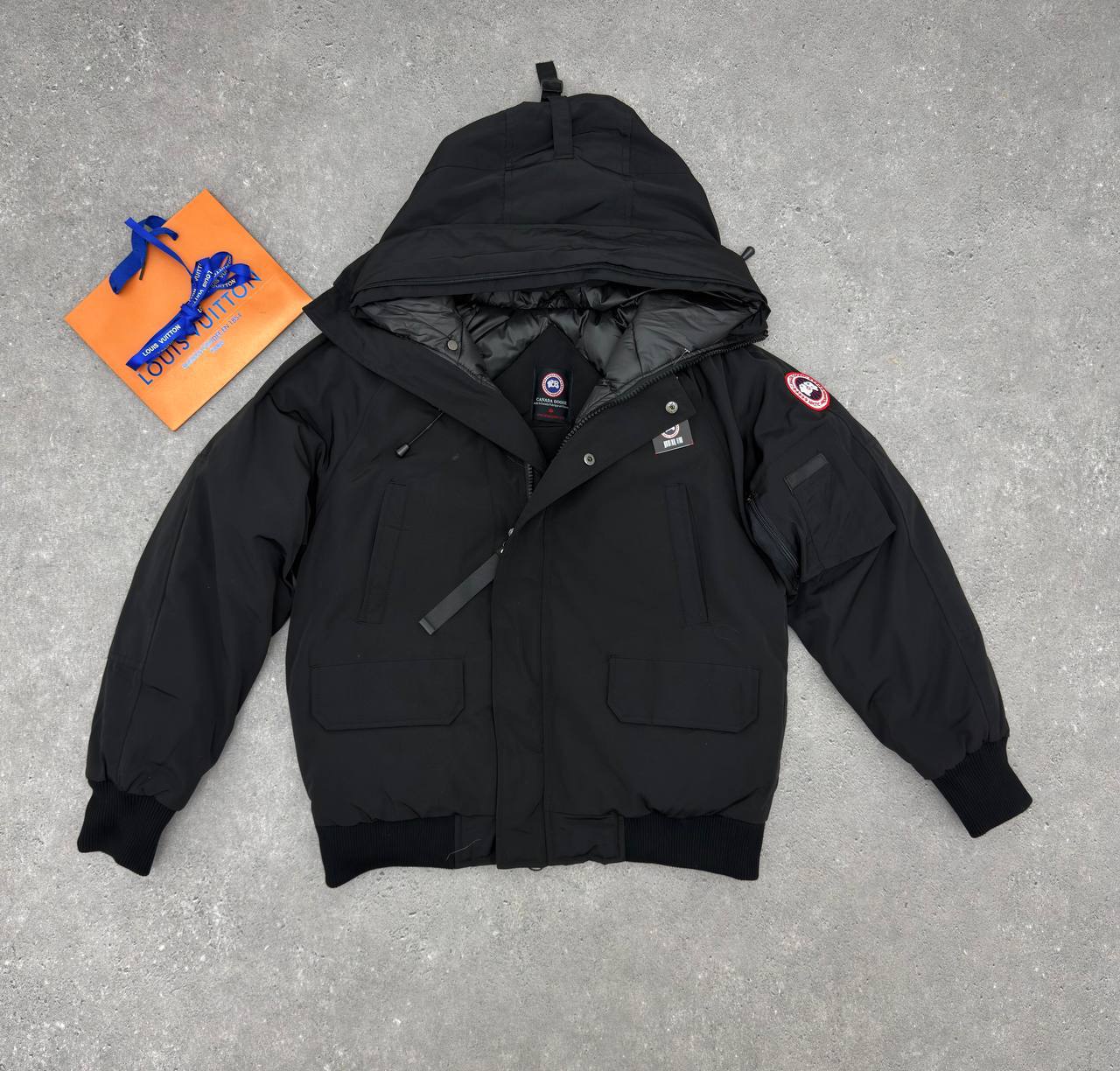 Canada Goose Chilliwack Hooded Bomber Jacket Mens in Black Color Best Sale UK Reps AAA Quality