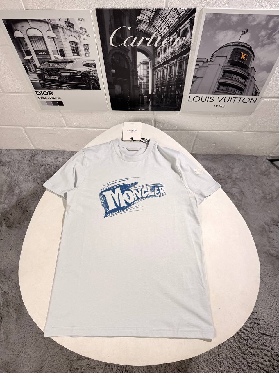 Moncler Men's Luxury Sketch Logo Cotton T-Shirt AAA Quality Reps UK