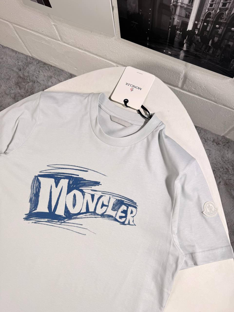 Moncler Men's Luxury Sketch Logo Cotton T-Shirt AAA Quality Reps UK