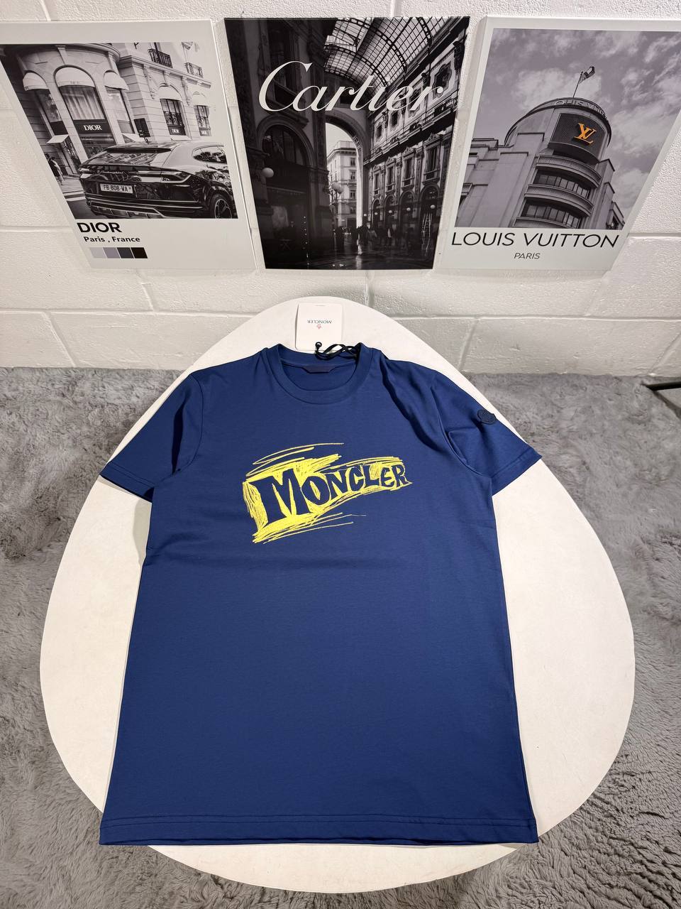 Moncler Men's Luxury Sketch Logo Cotton T-Shirt AAA Quality Reps UK