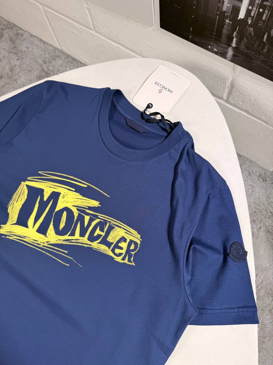 Moncler Men's Luxury Sketch Logo Cotton T-Shirt AAA Quality Reps UK