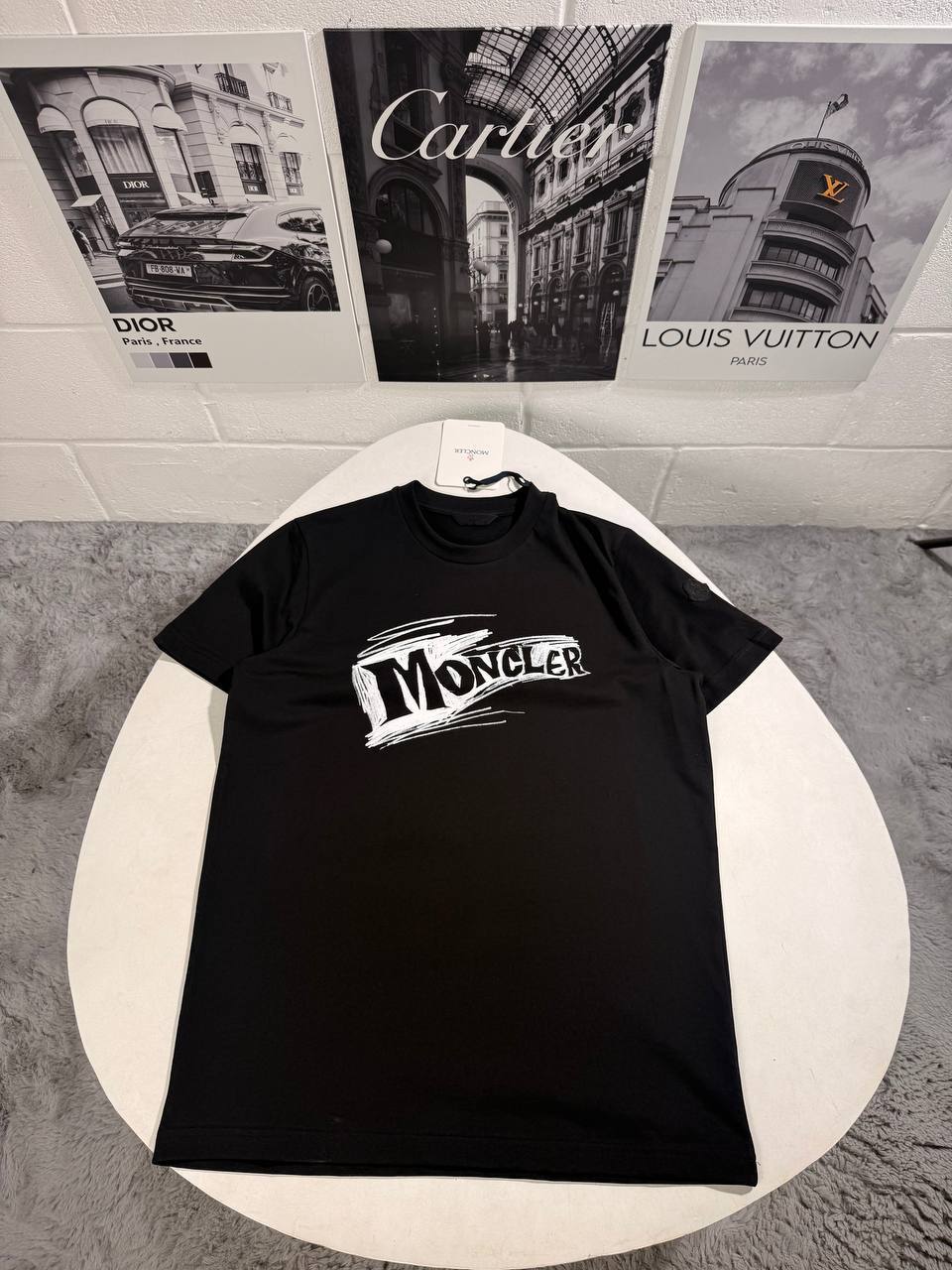 Moncler Men's Luxury Sketch Logo Cotton T-Shirt AAA Quality Reps UK