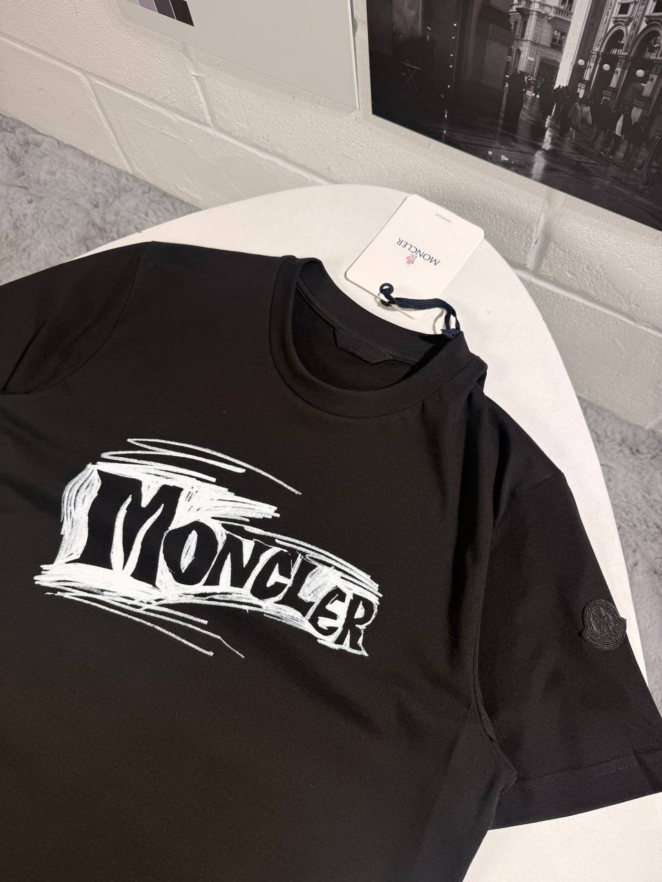 Moncler Men's Luxury Sketch Logo Cotton T-Shirt AAA Quality Reps UK