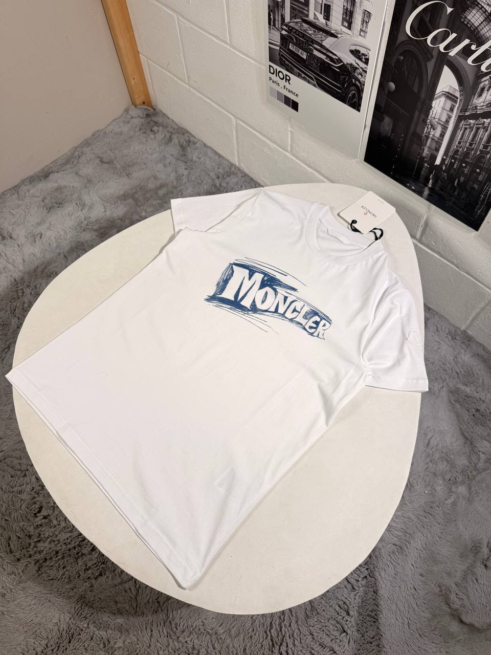 Moncler Men's Luxury Sketch Logo Cotton T-Shirt AAA Quality Reps UK