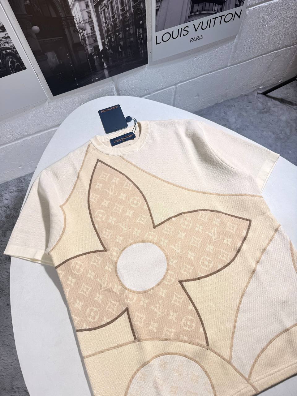 Louis Vuitton Men's Luxury Monogram Flower Graphic Knit T-Shirt AAA Quality Reps UK