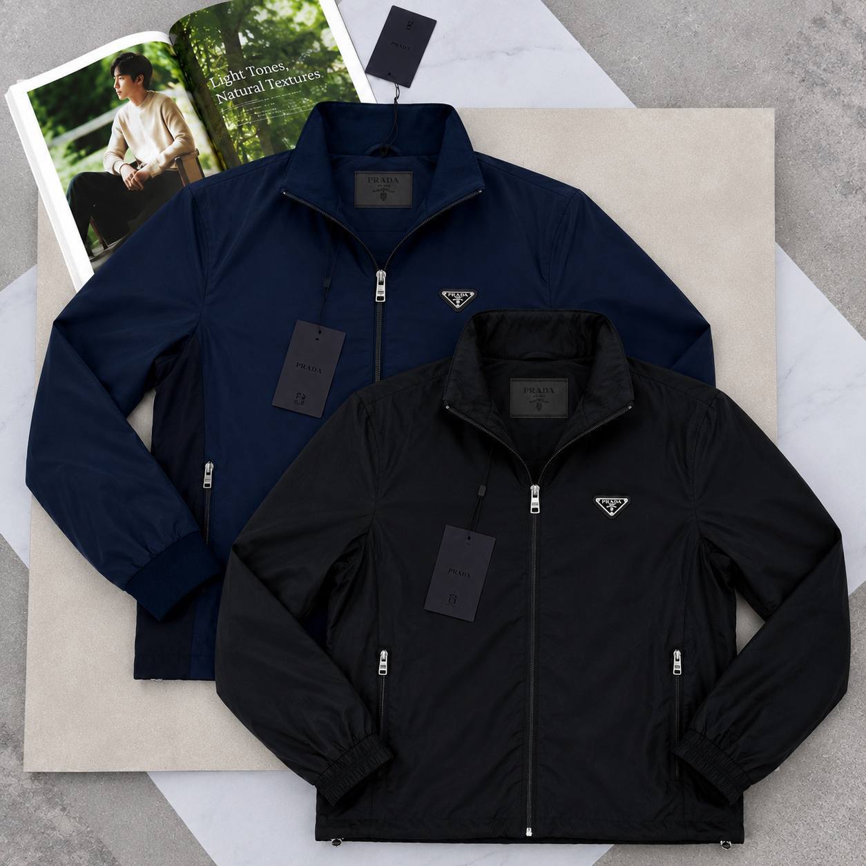 Prada Men's Luxury Re-Nylon Triangle Logo Jackets AAA Quality Reps UK