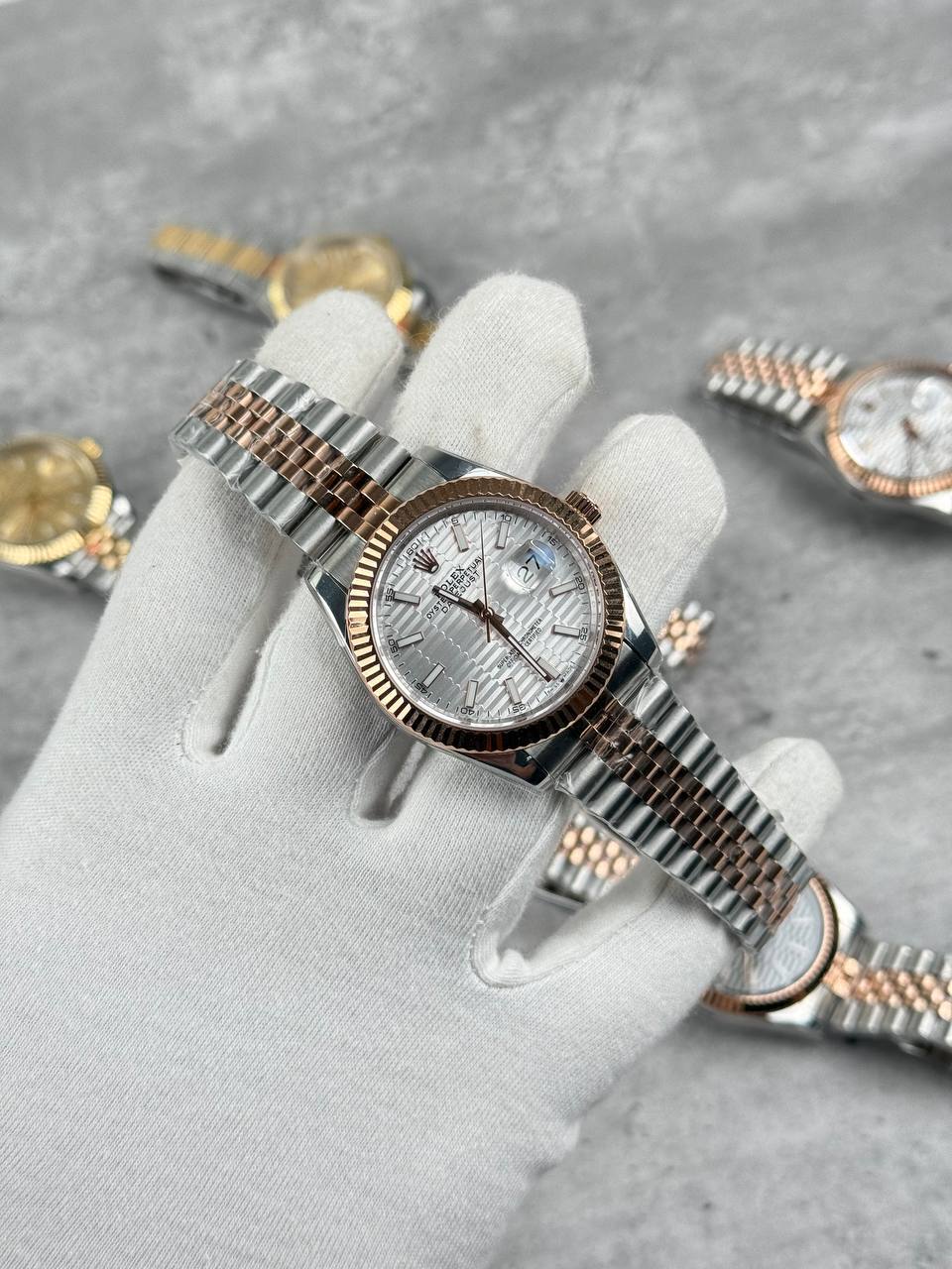 Rolex Datejust Rose Gold & Steel Jubilee Fluted Silver Dial Mens Watch Best Sale UK Reps AAA Quality