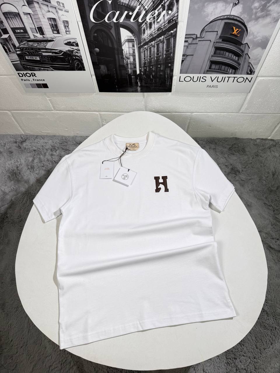Hermes H'Cheval" with Leather Detail T-shirt Mens in Multiple Colors Best Sale UK Reps AAA Quality