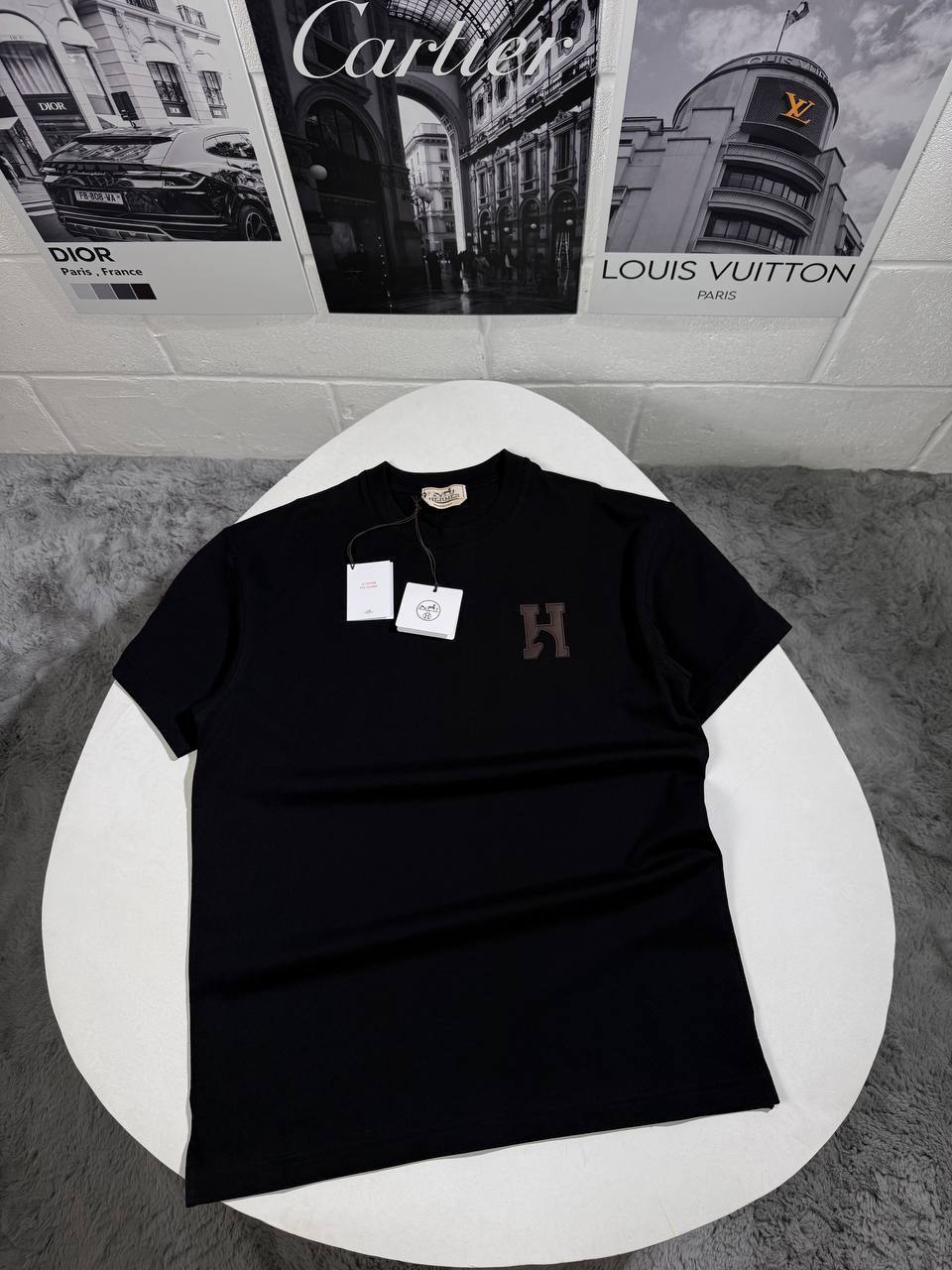 Hermes H'Cheval" with Leather Detail T-shirt Mens in Multiple Colors Best Sale UK Reps AAA Quality