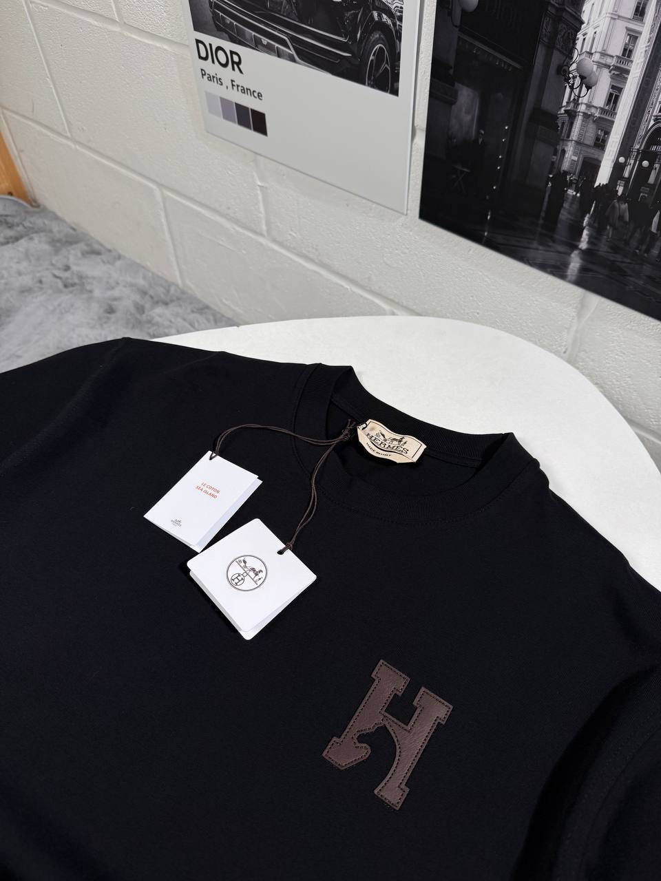 Hermes H'Cheval" with Leather Detail T-shirt Mens in Multiple Colors Best Sale UK Reps AAA Quality