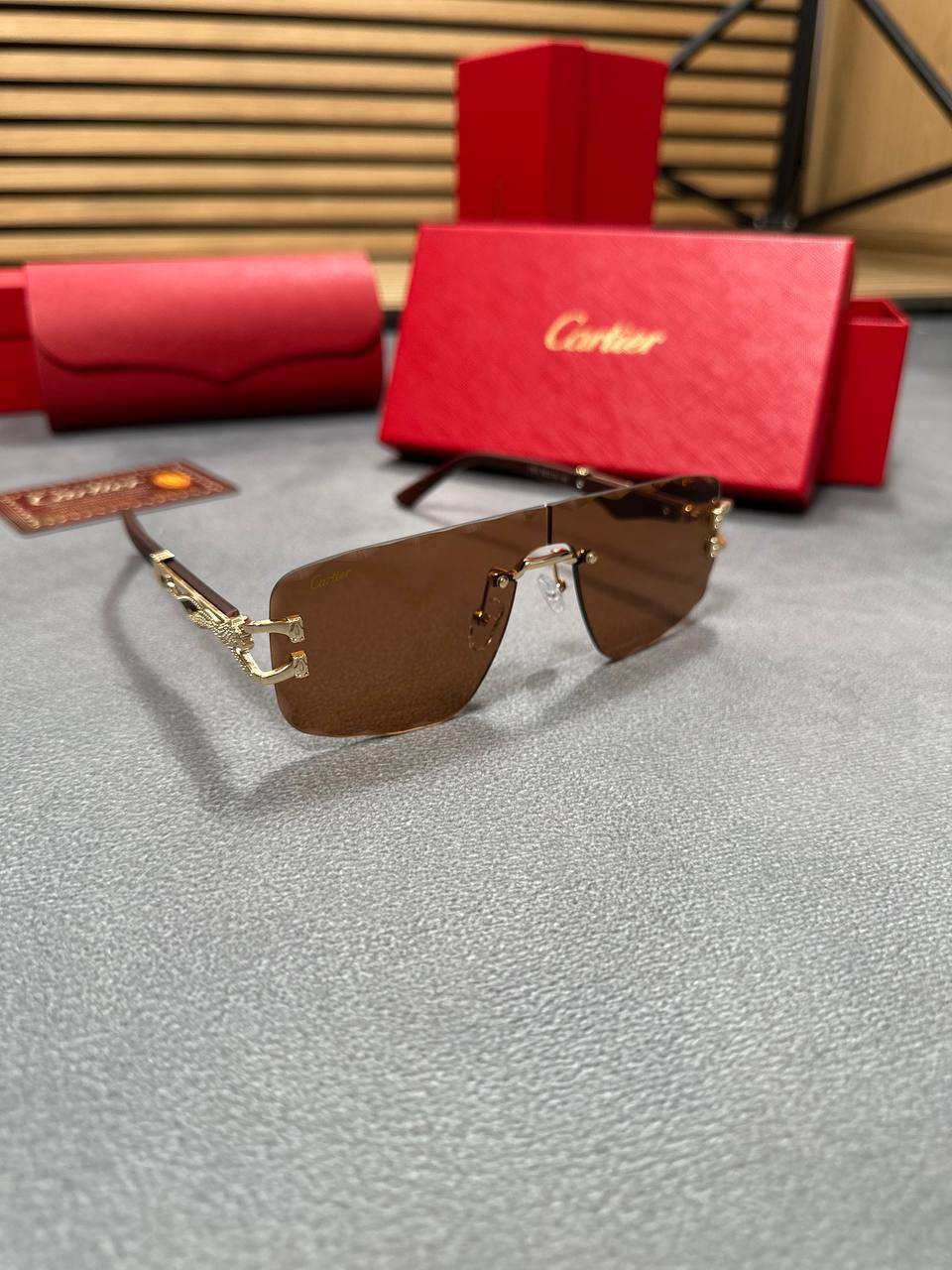 Cartier Grayish Rimless Frame Fashion Sunglasses Womens in 2 Color UK Replica AAA Quality